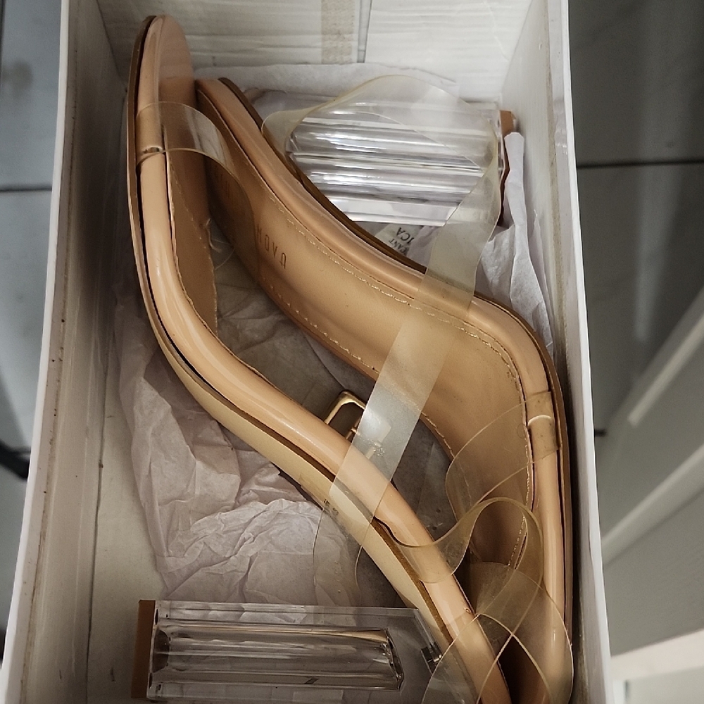 Fashion Nova Nude Transparent Strap Heels